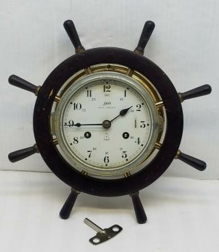 Vintage Schatz Royal Mariner Ships Wheel Clock Germany