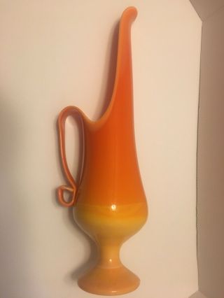 Vintage Le Smith Bittersweet Orange Pitcher/vase/candlestick Holder/slag Glass