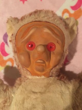 Vintage Rushton ? Knickerbocker ? Rubber Face Sad Pouting Crying Teddy Bear 2