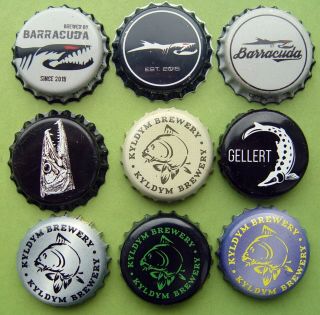 9 Beer Bottle Caps Fish - - - Not For Latin And South America