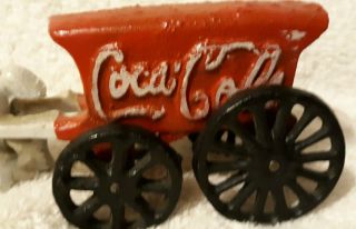 Vintage Cast Iron Coca Cola Wagon with White Horse 3