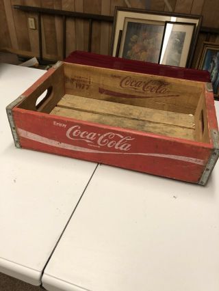 Vintage Coca - Cola Wooden Coke Soda Pop Crate Carrier Box Case Red 1977
