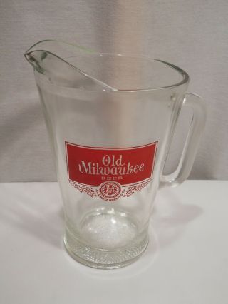 Vintage - Old Milwaukee Beer - Heavy Glass Pitcher - Joseph Schlitz Brewing Co.