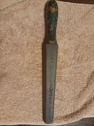 Vintage Carborundum Brand Knife Sharpener Tool No 57 Wood Handle