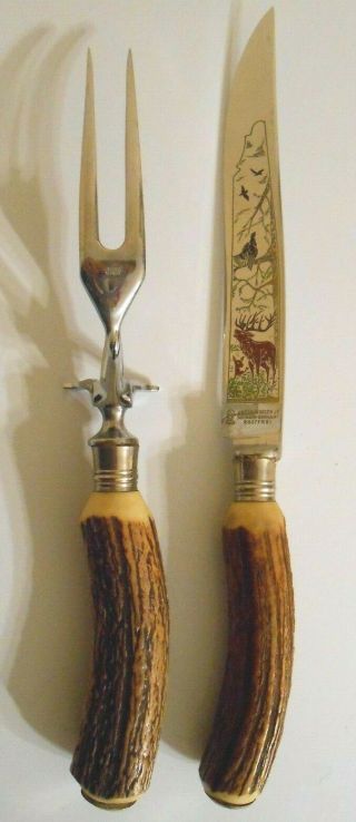 Vintage Anton Wingen Jr.  Stag Handle Cutlery Set - Solingen,  Germany
