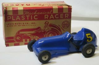 Vintage Louis Marx Mechanical Plastic Racer Wind - Up Toy No Driver W/ Box