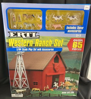 Vintage Ertl " Western Ranch Set " 65 Piece Farm Set Complete