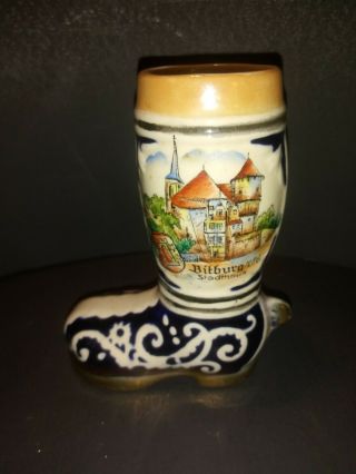 Vintage Ceramic Bitburg Boot Beer Stein Germany