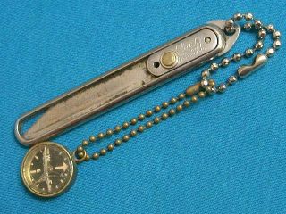 Vintage Christy Fremont Ohio Sport Utility Knife Pocket Watch Fob Brass Compass