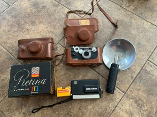 2 Vintage Argus C3 Camera,  Flash,  Case,  Bulbs,  With Kodak Disc Camera And Film