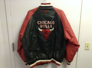 VTG Chicago Bulls Pro Player Leather Jacket Size XL 2