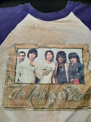 THE ROLLING STONES Vintage 1978 Raglan Rock Band T - Shirt Size S 2