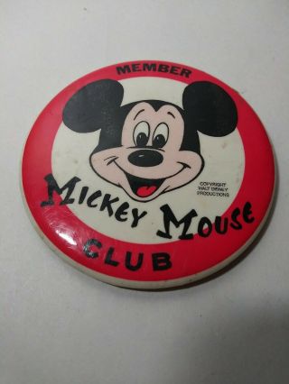Vintage Disney Mickey Mouse Club Member 1960s 3.  5 " Pin