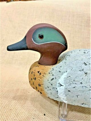 Vintage Cork And Wood L L Bean Green Wing Teal Duck Decoy Number 2