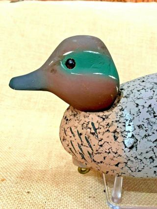 Vintage Cork And Wood L L Bean Green Wing Teal Duck Decoy