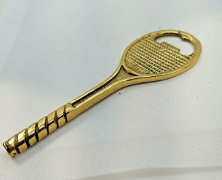 Vtg 5 1/2” Solid Brass Bottle Opener Tennis Racquet Shaped
