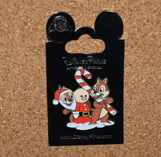 Disney Parks Chip & Dale With Candy Canes & Santa Claus Christmas Holiday Pin