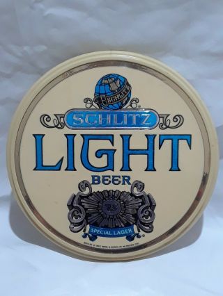 Vintage 1976 Schlitz Light Beer Round Sign 11 " Man Cave Bar Pub Garage Decor