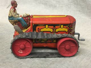 Vintage Marx Tin - Litho Wind - Up Tractor With Driver