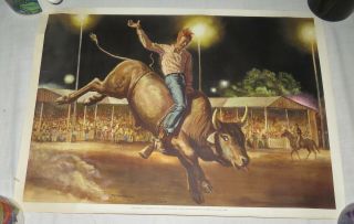 California Gold Label Beer Vintage Poster - Night Rodeo - 15.  5 X 20.  5 Ins