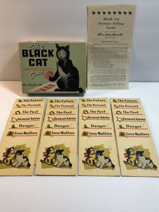 The Black Cat Fortune Telling Game Cards Parker Brothers Complete Canada Vintage