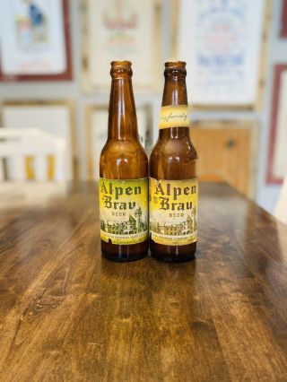 2 Different Alpen Brau Beer Bottles Irtp Labels Columbia Brewing St.  Louis Mo