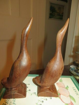 2 Vintage Wood Carved Folk Art Possibly Cherokee Birds Geese Goose