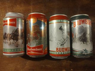 Budweiser Holiday Stein Cans 12 Oz Can Set Of Four 2020 Empty