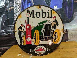 Vintage Old Mobil Mobiloil Gargoyle Porcelain Gas Station Pump Sign Metro Gas