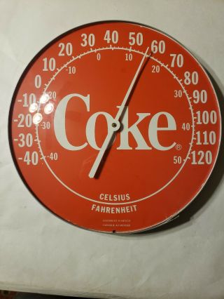 Vintage Coca Cola Advertising Thermometer 12 " Round Glass Dome
