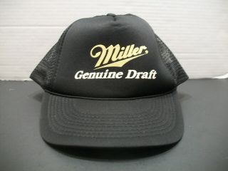 Vintage Miller Draft Hat Cap Mesh Trucker Beer Logo Spell Out Snapback