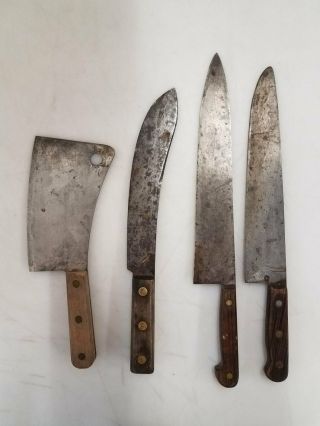 4 Large Vintage Kitchen Knives Chicago Cutlery And Others