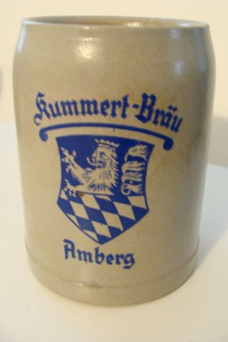 Older German Beer Mug Stein Kummert Brau Brewery Amberg Bavaria Germany 0,  5 Ltr