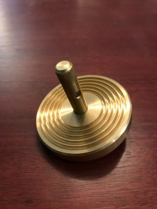 Large Brass Spinning Top With Ceramic Bearing And Rip Cord (over 17min Spin)