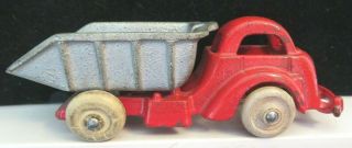 Vintage Hubley Cast Iron 4 1/2 " Red & Silver Dump Truck