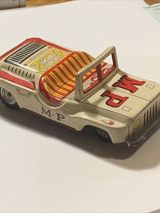 Vintage Tin Toy Mp Jeep Made In Japan