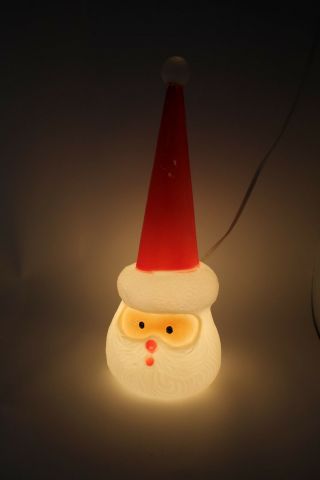 Vintage Union Products Christmas Small Santa Cone Head Blow Mold Light - Up - 13 "