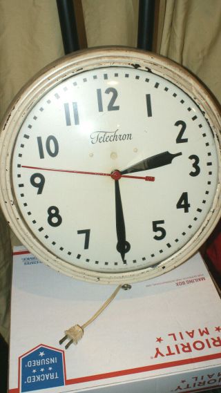 Vintage Telechron Shop Clock Model 1h1312 15 1/2 Inches Bubble Glass