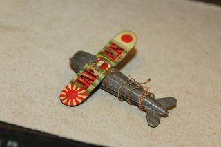 Vintage Prewar Japanese Tin Penny Toy Airplane Marked Japan