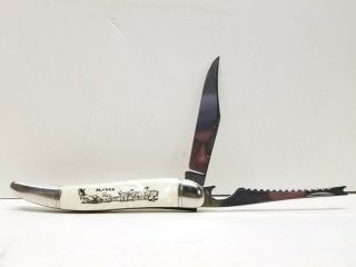 Imperial Knife Made In Usa Fishing Fish Alaska Dog Sled Vintage Folding Pocket