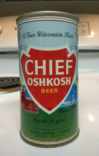 Chief Oshkosh Beer,  U.  S.  B.  C.  55 - 4,  Pull Tab Can,  Oshkosh,  Wisconsin