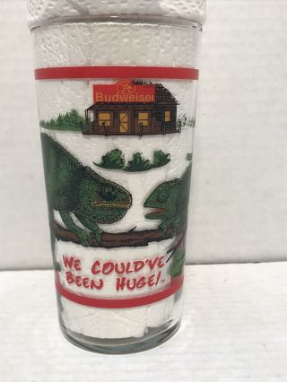 Vtg.  1998 Budweiser 22oz.  “lizards” Beer Glass Frank & Louie Chameleons