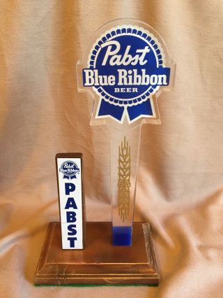 2 Different Vintage Pabst Blue Ribbon Beer Tap Handles Tap Knobs With Stand