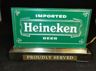Vintage Heineken Light Up Counter Beer Sign Van Munching Company York