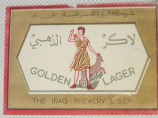 Old Beer Label From Irak,  Golden Lager The Iraq Brewery Co.  Ltd.  Asia