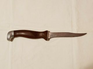 Vintage Fixed Blade Knife With Wood Handle