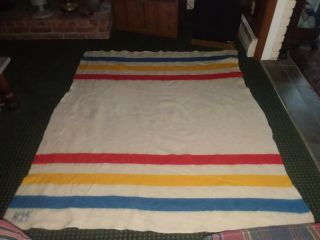 Vintage Orr Felt 100 Pure Wool Orrlaskan Blanket Multi Colored Stripes 73x62
