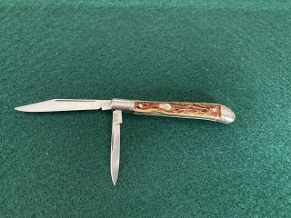 Vintage Colonial Prov Usa Stainless Steel 2 Blade Pocket Knife Staglon Handle.