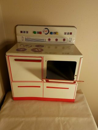 Vintage Mid - Century Metal Child ' s Wolverine Toy Electric Stove 2