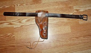 Vintage Leather Toy Cowboy Cap Gun Holster With Leather Belt